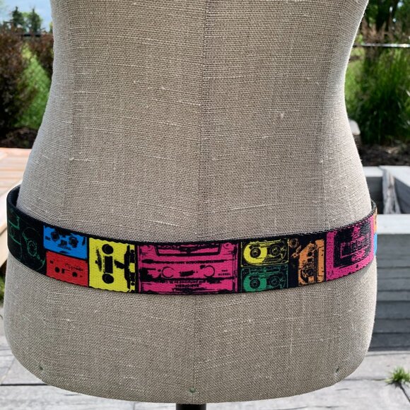 Retro Colourful Cassette Tape BD Buckle Down Unisex Adjustable Ratchet Belt - Picture 7 of 12